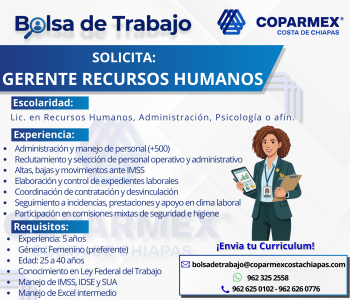 Vacante Gerente de Recursos Humanos